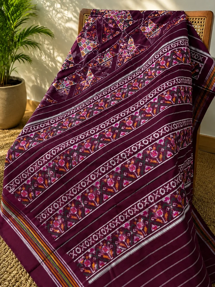 Rangmayi Plum Charm - Heirloom Patola Silk